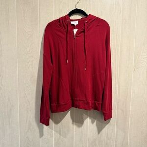 Soma Upfrol Brushed Terry Zip Hoodie in Red Flirt – Size S NWT